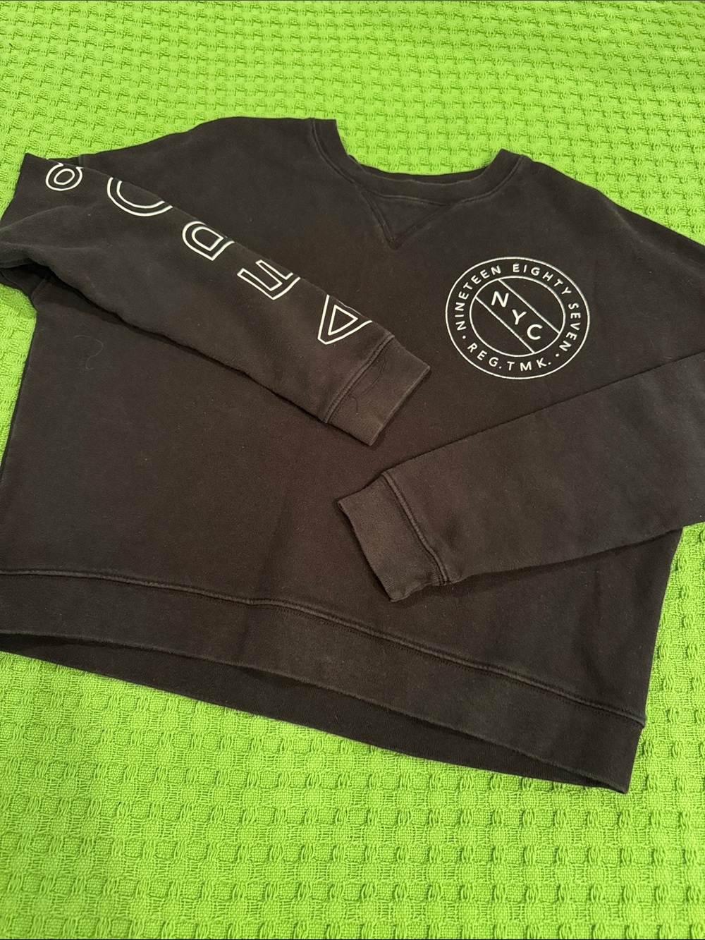 Aeropostale Black Crewneck Sweatshirt with White NYC Logo